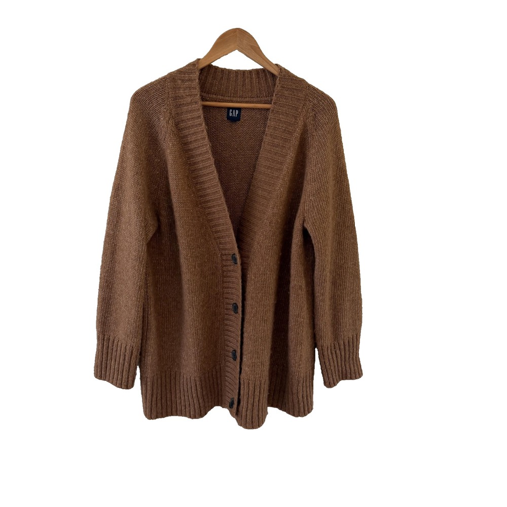 Gap Blanket Cardigan Sweater Womens M Brown Alpaca Blend Grandpa Academia Cozy